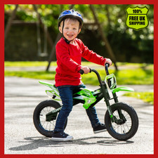 12 Inch Motocross Balance Bike Green Steel Framed with Mudguard Max Weight 35kg
