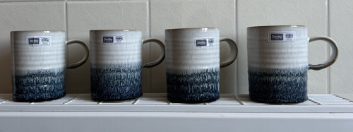 Denby kiln blue ridged - kiln, mugs