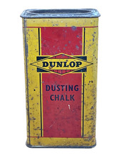 Dunlop Dusting Chalk Tin – Vintage Petroliana Motorcar / Motorcycle Advertising