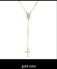CROSS necklace Rosary Madonna Necklace Religious Virgin Mary chain Catholic 426