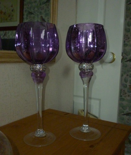 Pair large glass purple - large,
