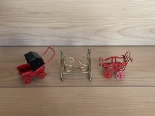 Vintage red metal crib - red, push