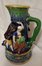Rare Antique Minton Majolica Revellers Tavern Jug in High Relief Date Stamp 1873