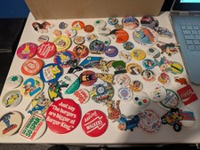 LARGE BADGE COLLECTION job lot vintage mixture all sorts promotional pin BADGES