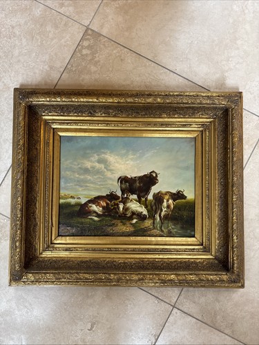 Vintage cows oil - cows,