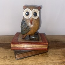 Wooden Owl On Stack of Books