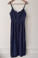 41 Hawthorn Navy Polka Dot Mock Button Down Dress Size Small