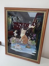 Vintage Kitten & Fairies Dufex Foil Art Print Jean Henry 35cm X 27cm 