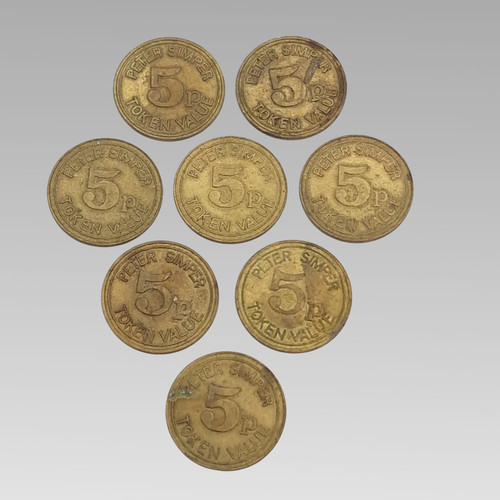 Peter simper brass tokens - 5p,