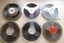6 x 13cm 5 inch reel to reel spools filled with tape UNTESTED UNBRANDED