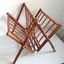 1970s Bamboo Magazine Storage Rack Foldable Tiki Bar Mancave Vintage Retro MCM