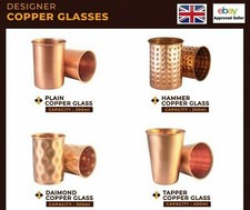 2 X 300 ml 100% Copper Drinking Water Glass Cup Tumbler Mug Ayurveda Health Yoga