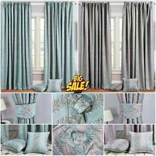 Luxury Pencil Pleat Blackout Tape Top Pair Curtains Ready Made With Free Tieback
