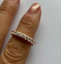 Diamonique 2.2ct tw Textured Halo Full Eternity Ring Sterling Silver  SIZE M