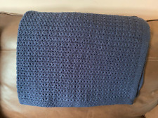 Crochet Baby Blanket Throw Lap Afghan Blanket Navy Blue - Handmade - 38" x 35"