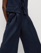 Marks & Spencer Womens Navy Wide leg Women Trousers - M&S