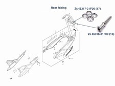 2x Suzuki GSX1250F 2010-2016 rear fairing grab rail hook bolts 46316-31F00