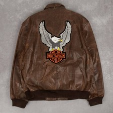 Vintage 90s Leather Bomber Jacket L Men's Brown Flight