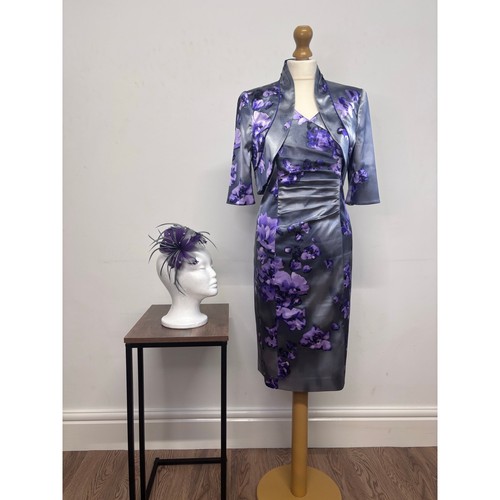 Grey purple floral dress - purple,