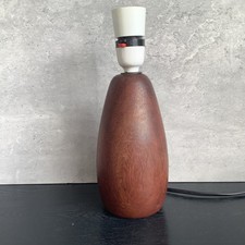 Vintage Small Mid Century Modern Brown wooden Teak Table Lamp 