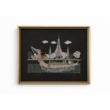 Thai Hand Painted Silk Wat