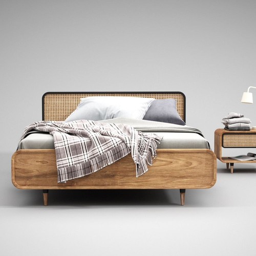 Rattan bed frame low - bed,