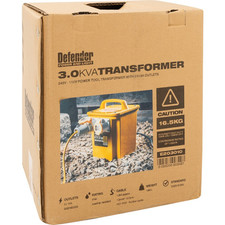 Defender 3.0Kva Transformer Power Tool 2x 16A Outlets Weather Resistant E203010