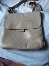 JOHN ROCHA BEIGE LEATHER CROSSBODY HANDBAG SHOULDER STRAP BAG