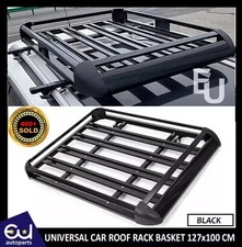 UNIVERSAL ALUMINIUM ROOF RACK BASKET TRAY LUGGAGE CARGO CARRIER BLACK 127 X100CM