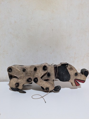 Antique vintage pull - along, dog