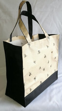 LARGE Tote bag 32 x 32 x 14cms Cotton Oilcloth/waterproof canvas  -Honey Bees
