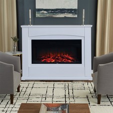 34in Electric Fireplace White