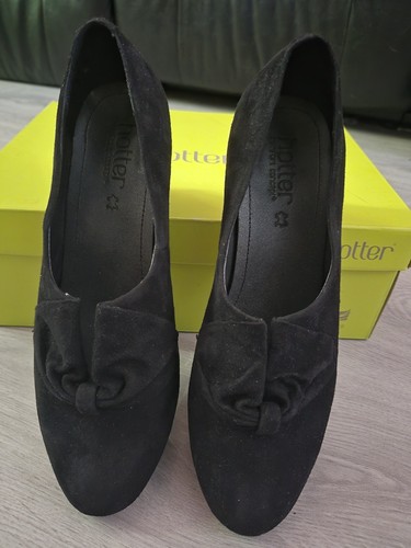 Hotter black suede - court, shoes