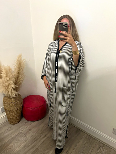 Black white striped - black,