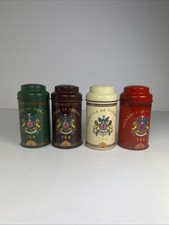 Jacksons Of Picadilly Tea Tins x 4 - Small / 10.5cm Tall - Red Brown Green Cream