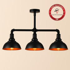3 Way Pendant Light Suspended Industrial Retro Metal Pipe 3 Arm Ceiling Lamp E27