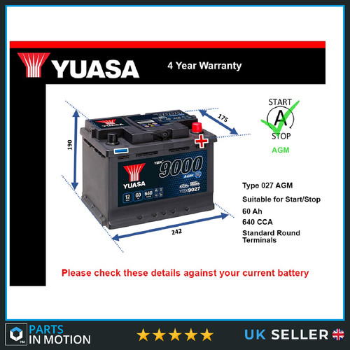 Agm car battery fits mini - car,