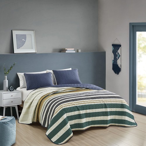 Piece striped quilt set soft - 3,