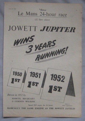 1952 jowett jupiter mans - jowett, le
