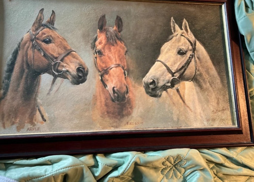 Signed horse painting red - of,