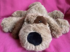 Vintage Debenhams Brown Fluffy Dog With Eye Patch Soft Plush Toy 17”