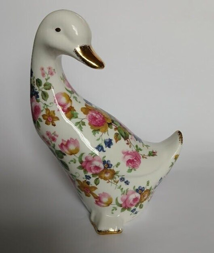 Fenton china floral duck - china,