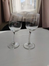 2x JP Chenet Branded Etched Wonky Wine Glasses, France
