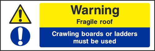 Fragile roof sticker warning - roof,