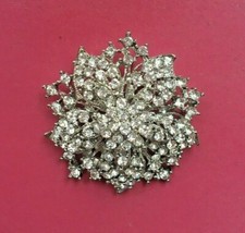 2" VINTAGE LOOK STAR FLOWER  DIAMANTE  CRYSTAL  WEDDING /PARTY BROOCH
