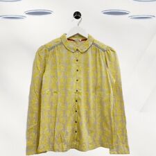 Ex White Stuff Women's Long Sleeve Printed Jersey Shirt in Yellow Bird