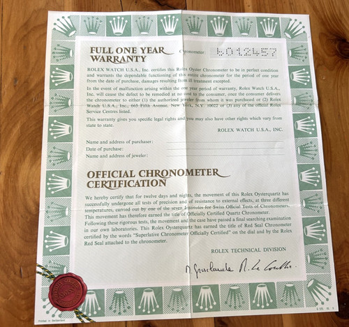 Rolex certificate guarantee - rolex,