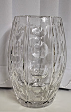 Fabulous Large Vintage Stuart Crystal Glass Barrel shaped Vase 9" 23 cm High