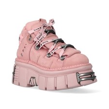 New Rock M-106-C153 Pink Tower Platform Metallic Leather  Ankle Boots