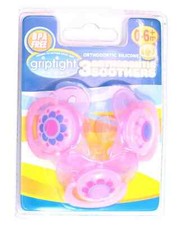 Griptight -  3 Decorated Orthodontic Soothers Dummies Pacifiers - Pink - 0M+